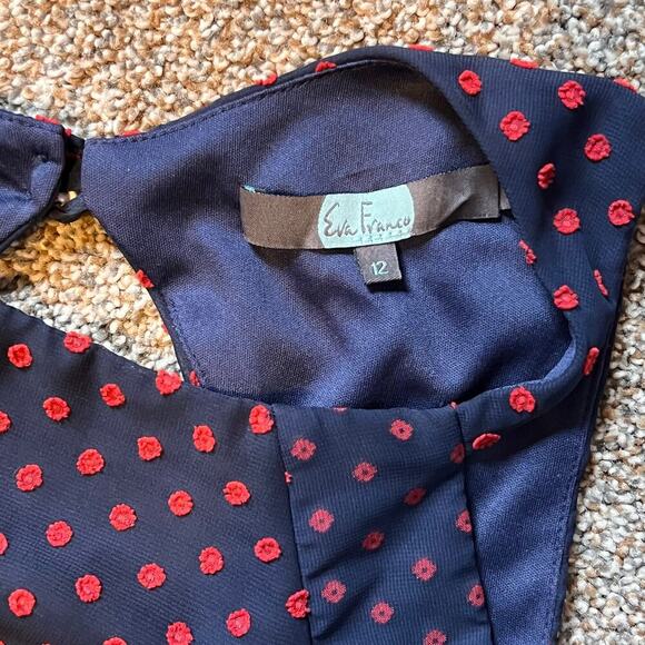 Eva Franco Maryanne - Navy and Red Polka Dot Midi Dress - Picture 9 of 11